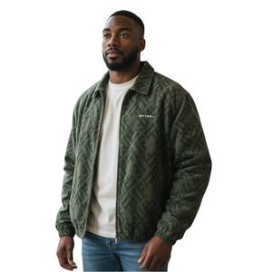 lets Frans... Green Panel Corduroy Harrington Jacket, Zip Up, Unisex, Size Large